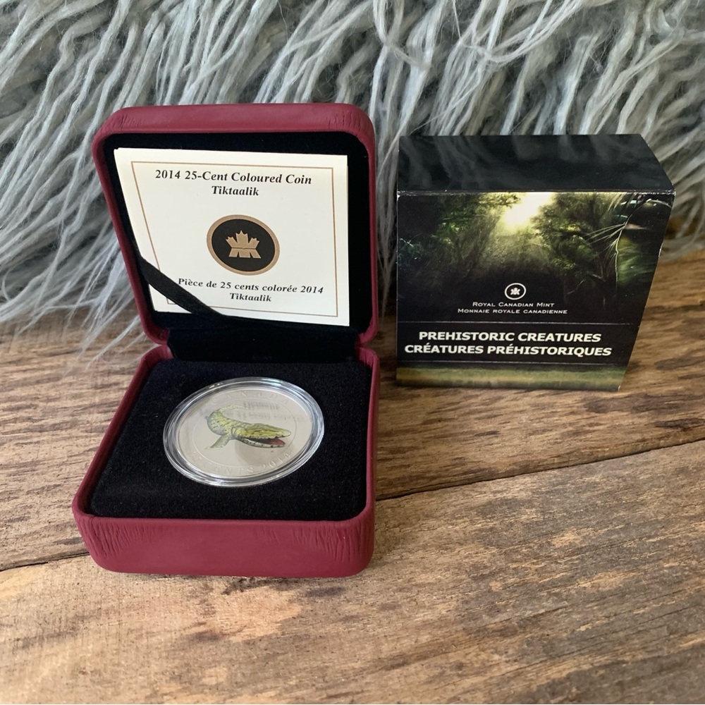 2014 Royal Canadian Mint Prehistoric Dinosaur Tiktaalik 25-Cent Coin with case